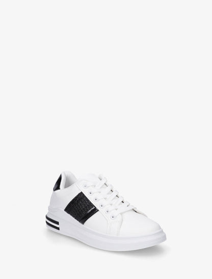 Sneakers en simili à bandes effet paille - Noir - 2