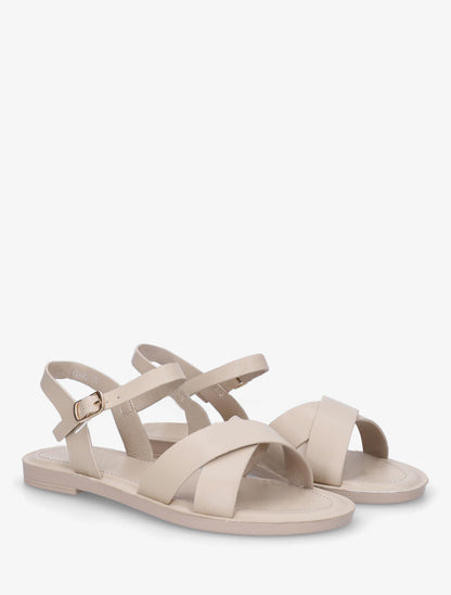 Nu-pieds croisés en simili - Beige - 4