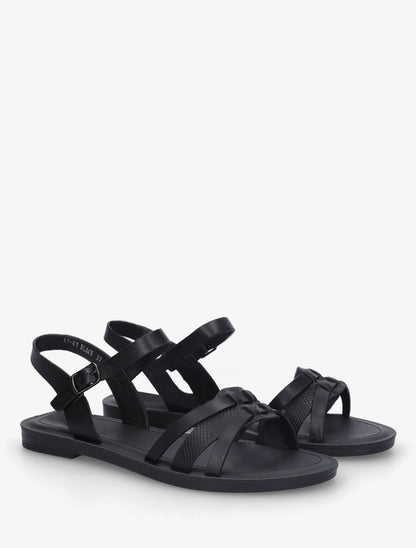 Nu-pieds à bride fantaisie python - Noir - 4