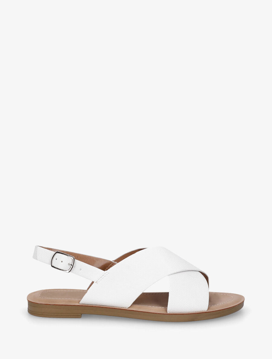 Nu-pieds croisés en tissu - Blanc - 1
