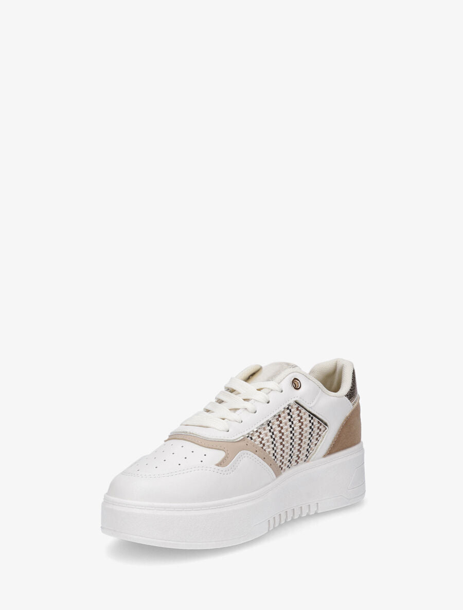 Sneakers à imprimé effet tweed - Beige - 3