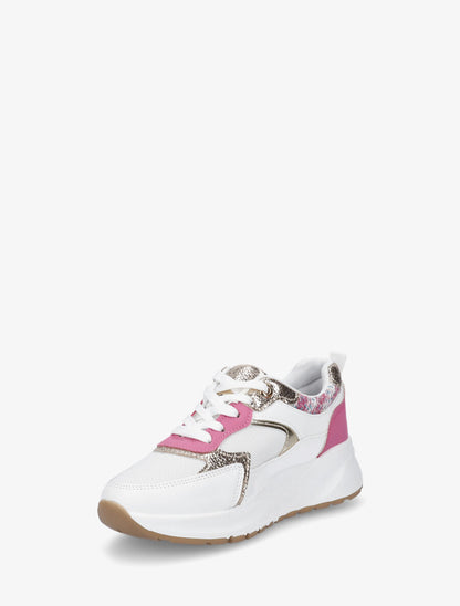 Sneakers à empiècement en tissu et irisés - Fushia - 3