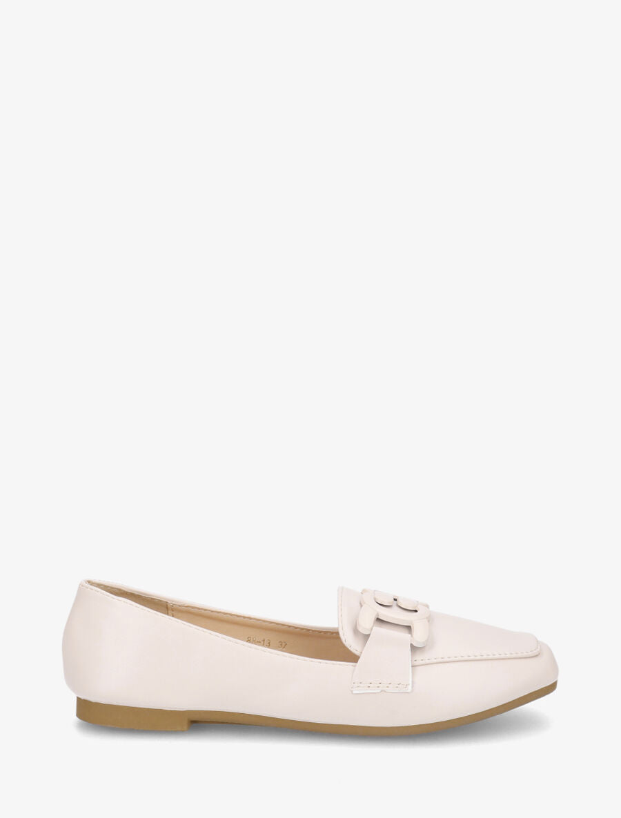 Mocassins en simili à boucle - Beige - 1