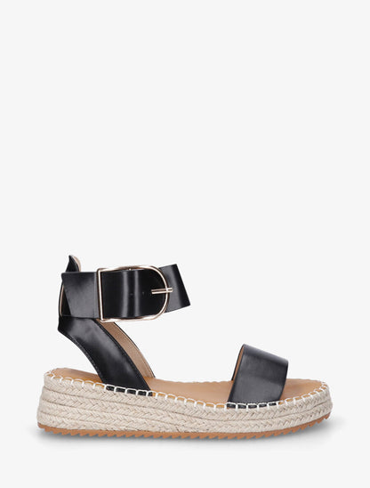 Sandales style espadrille à bride épaisse - Noir - 5