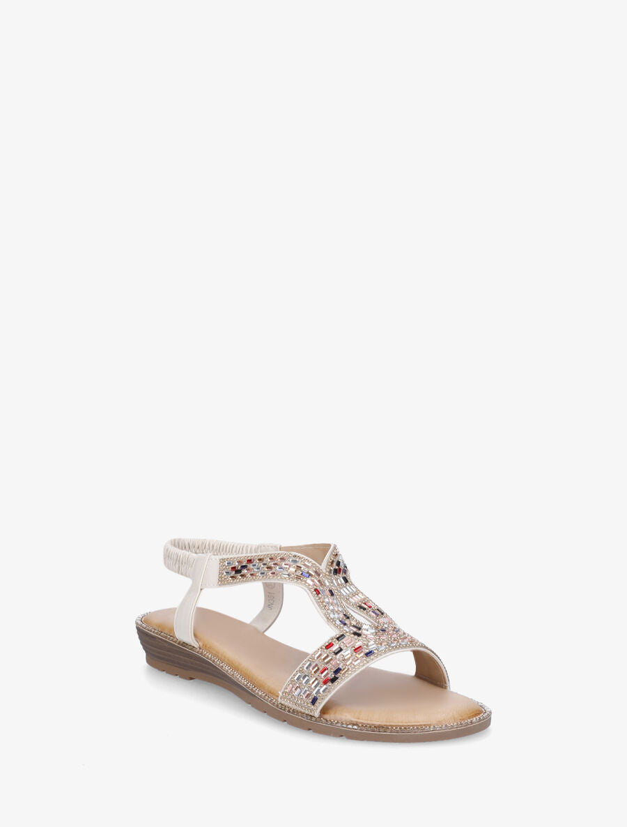 Nu-pieds en simili à strass - Beige - 2