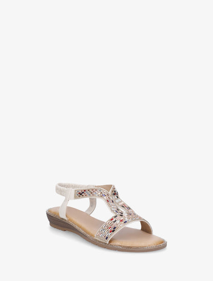 Nu-pieds en simili à strass - Beige - 2