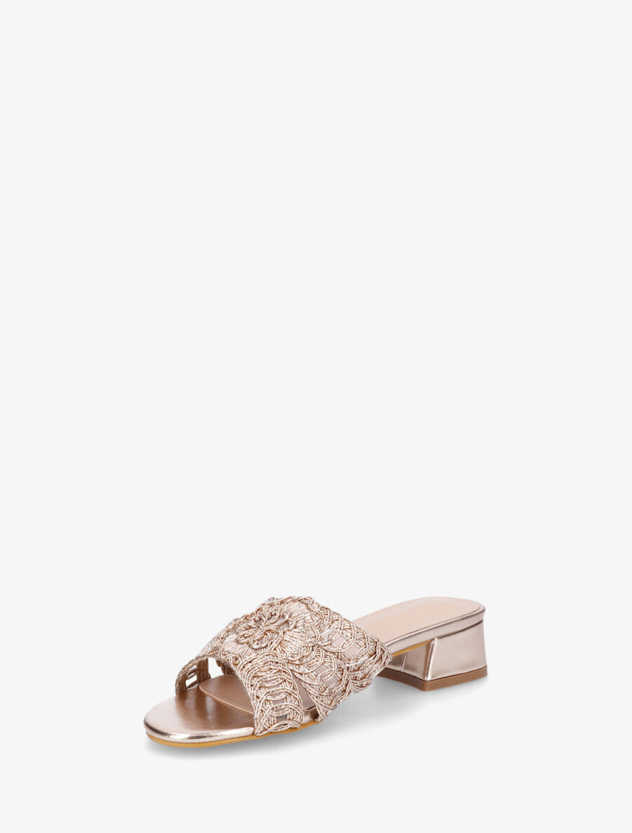 Mules style macramé en simili - Rose gold - 3