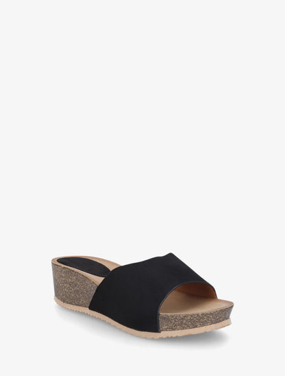 Mules compensées en suédine - Noir - 2