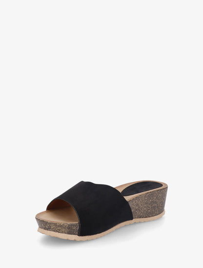 Mules compensées en suédine - Noir - 3