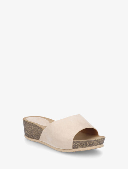 Mules compensées en suédine - Beige - 2