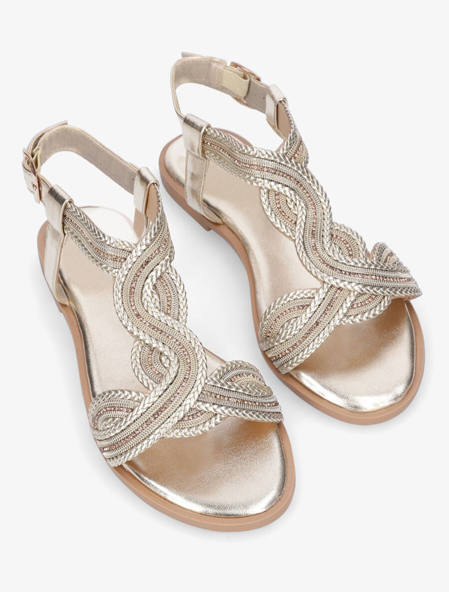 Nu-pieds torsadés à strass - Or - 4