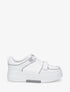 Baskets bi-matière à lacets et scratch - Blanc - 1