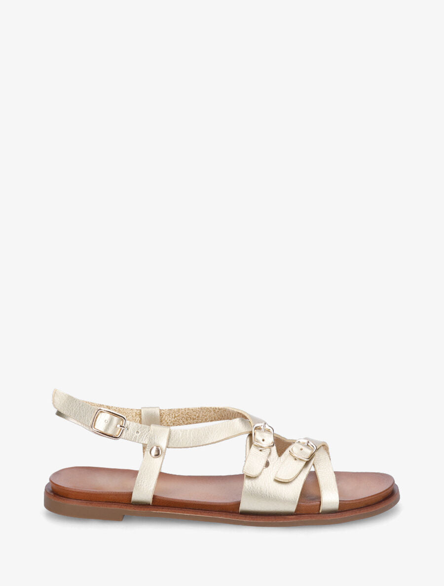 Nu-pieds brides à boucles croisées - Or - 5