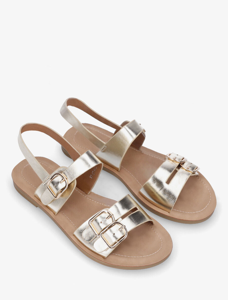 Nu-pieds en simili à boucle métallique - Or - 4