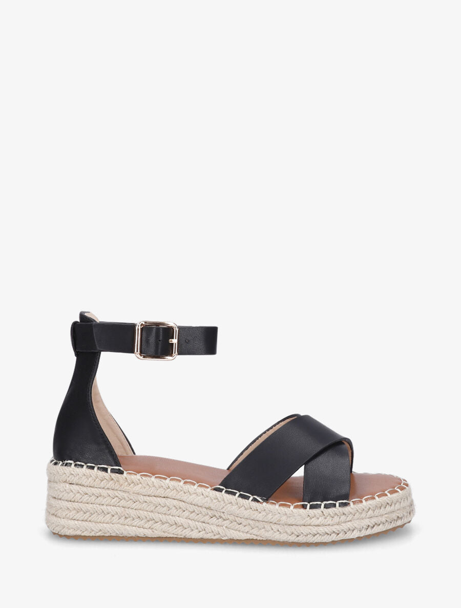 Sandales croisées style espadrille - Noir - 5