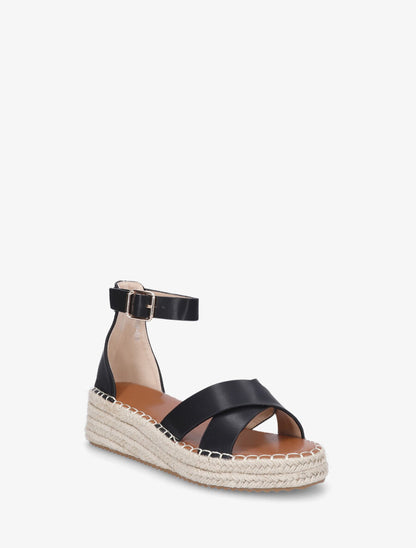 Sandales croisées style espadrille - Noir - 2
