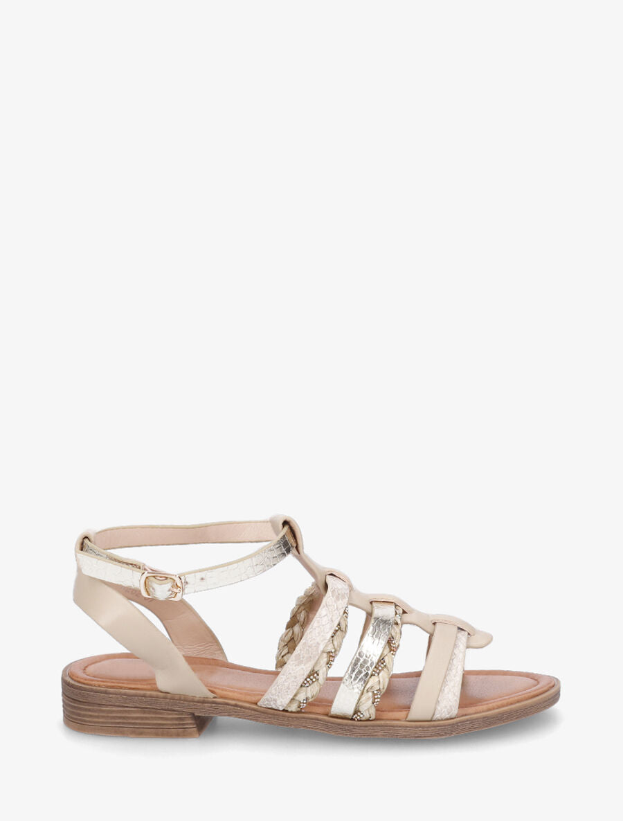 Spartiates fantaisies à strass - Beige - 1