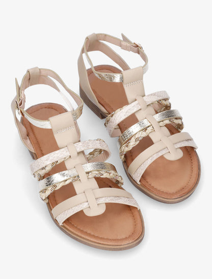 Spartiates fantaisies à strass - Beige - 4