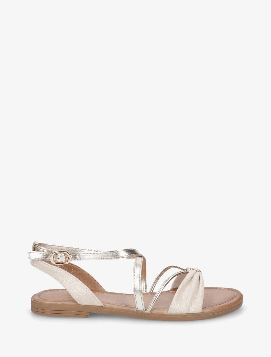 Nu-pieds bi-matière à noeud - Beige - 1