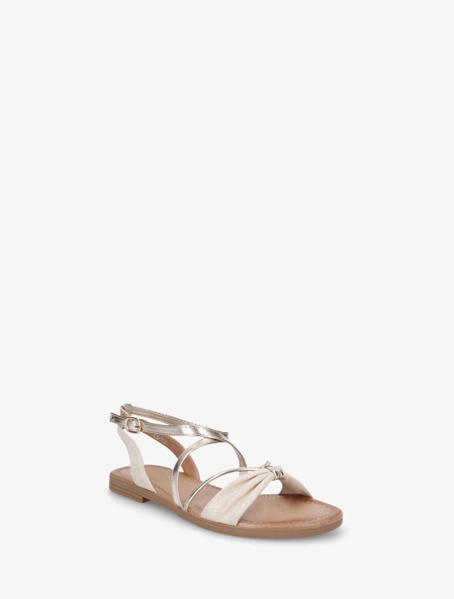 Nu-pieds bi-matière à noeud - Beige - 2