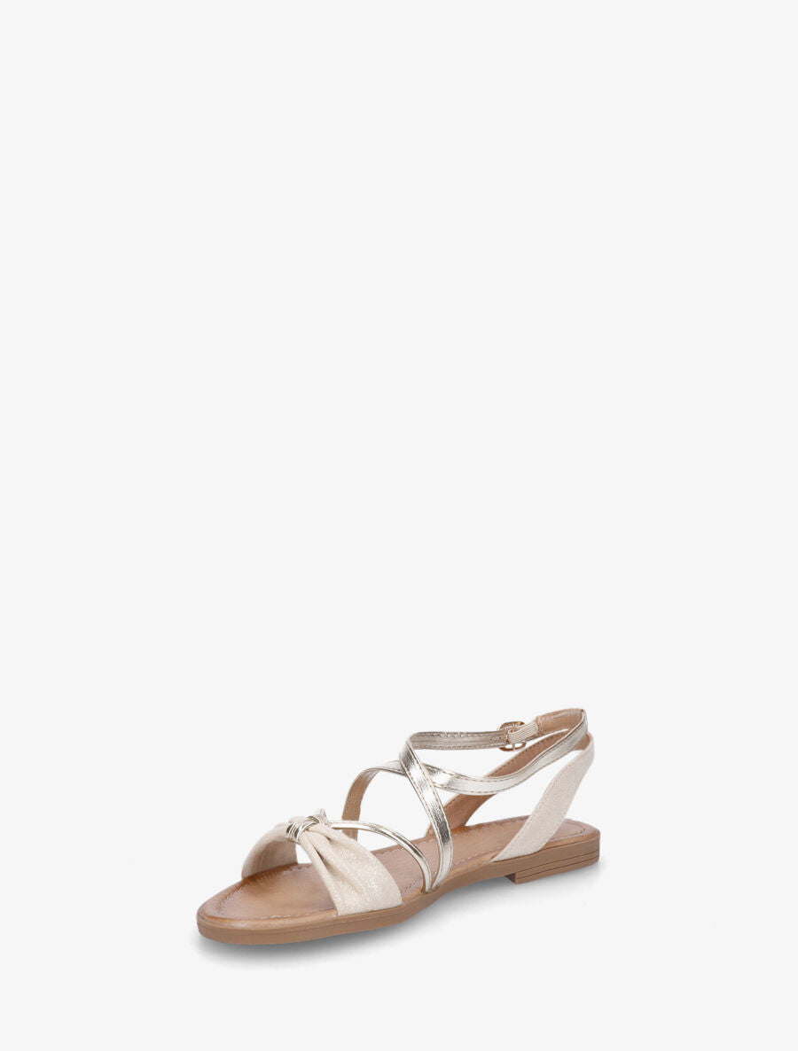 Nu-pieds bi-matière à noeud - Beige - 3