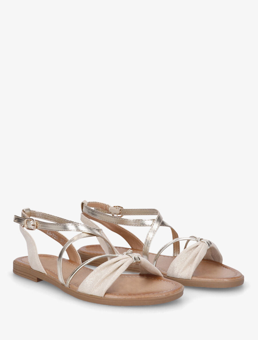Nu-pieds bi-matière à noeud - Beige - 4