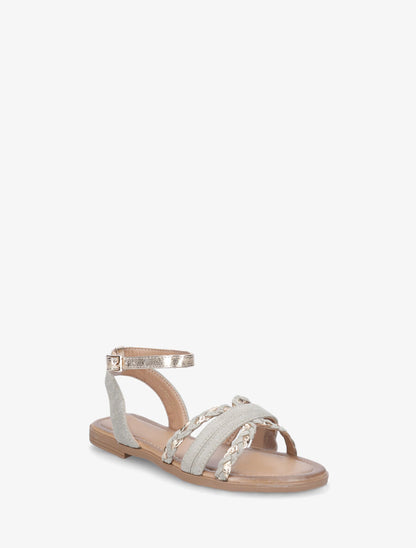 Nu-pieds en suédine bride fantaisie tressée - Vert amande - 2