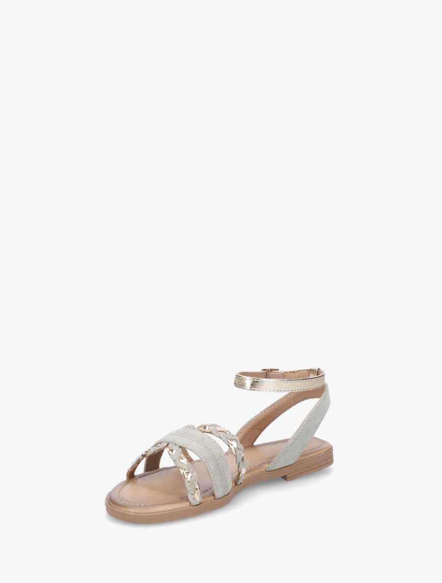 Nu-pieds en suédine bride fantaisie tressée - Vert amande - 3