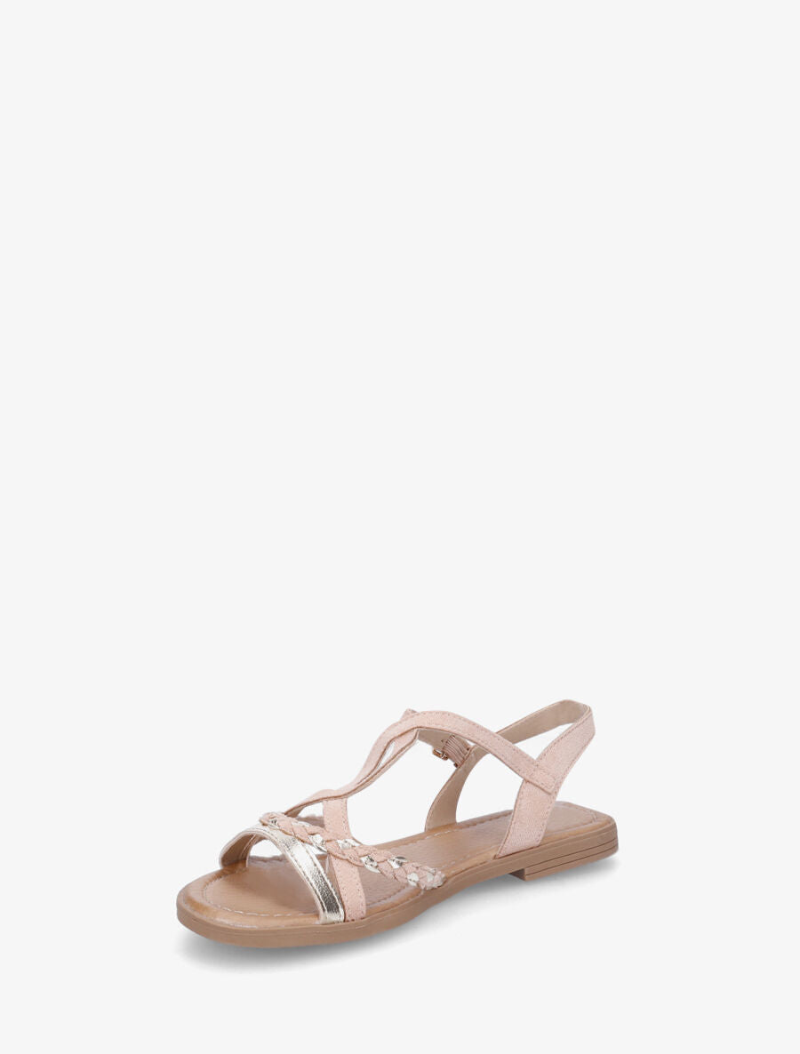 Nu-pieds croisés en suédine avec tresse - Rose - 3
