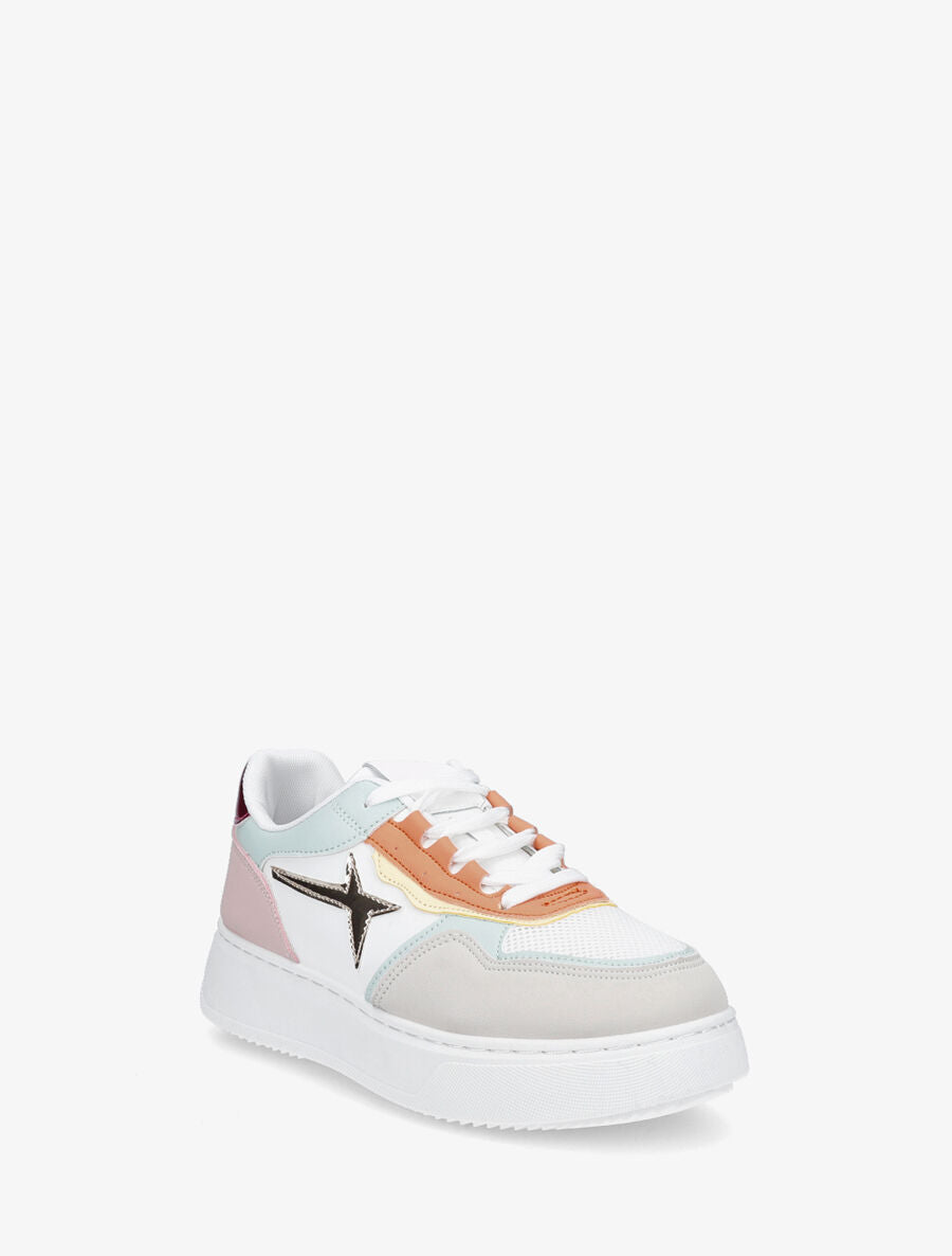 Sneakers à plateforme et détails colorés - Rose - 2