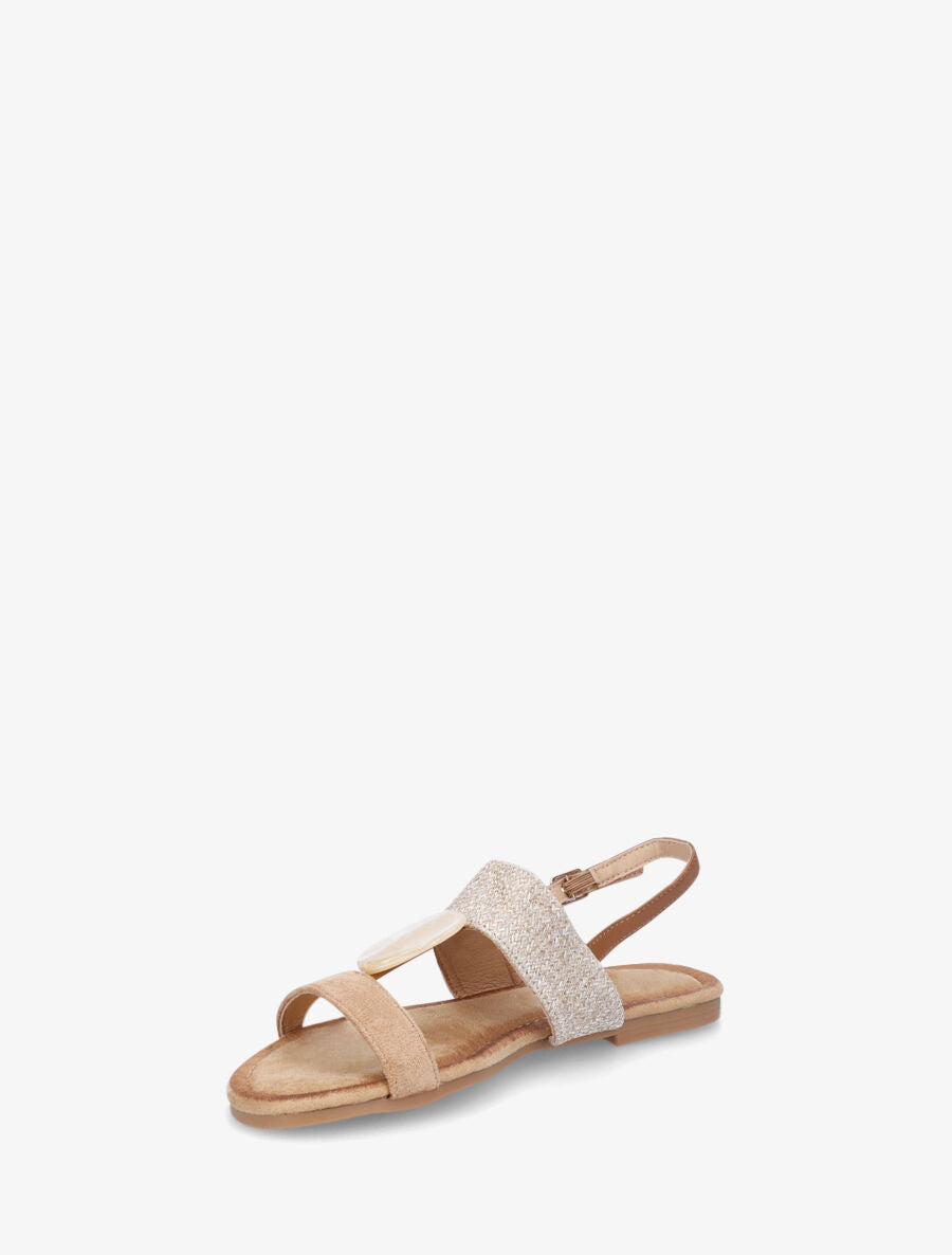 Nu-pieds raphia et suédine bijou style marbre - Taupe - 3