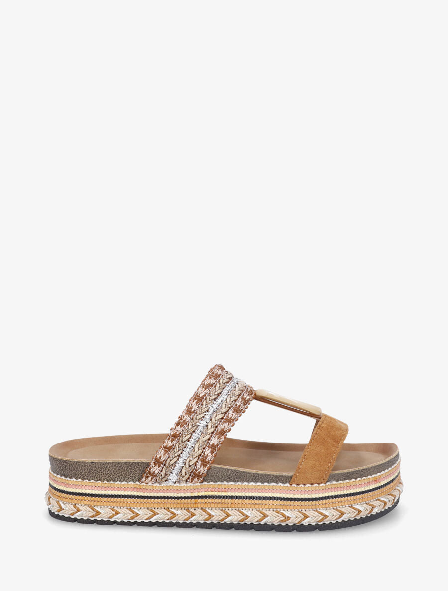 Claquettes irisées à bijou style marbre - Camel - 5