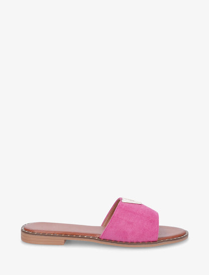 Claquettes en suédine à bijou - Fuchsia - 1