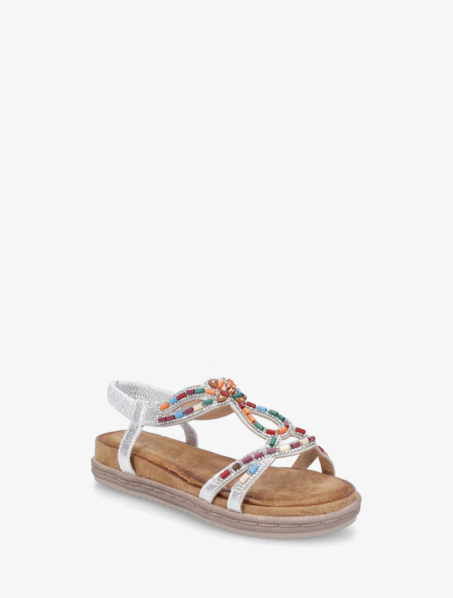Nu-pieds à perles et strass en simili - Argent - 2