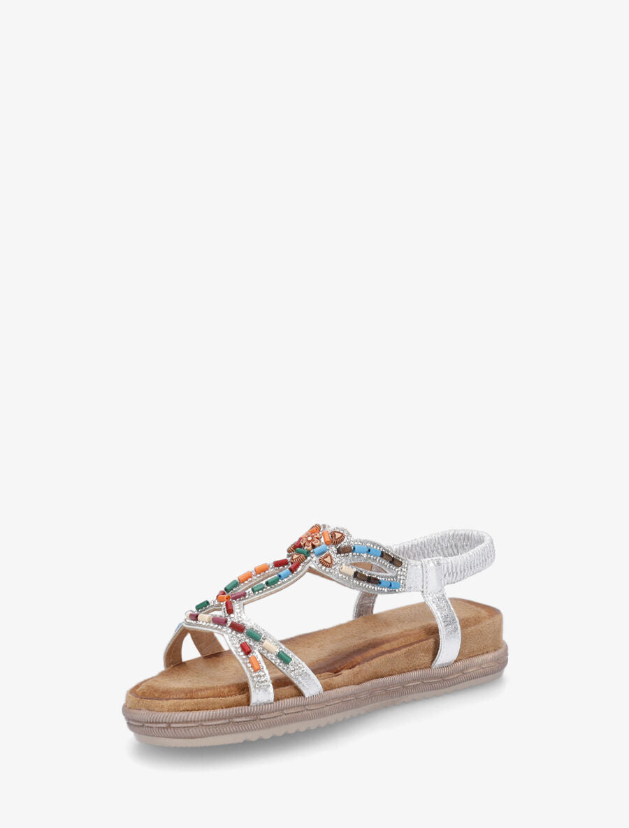 Nu-pieds à perles et strass en simili - Argent - 3