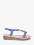 Nu-pieds imprimé graphique et perles - Bleu électrique - 5