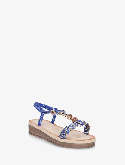 Nu-pieds imprimé graphique et perles - Bleu électrique - 2