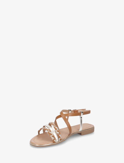 Nu-pieds multibrides tressées - Camel - 3