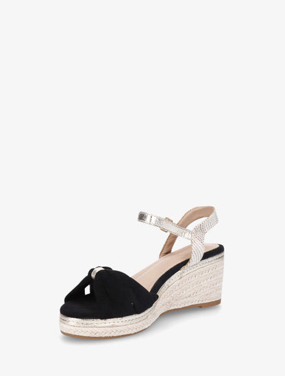 Sandales compensées en suédine style espadrille - Noir - 3