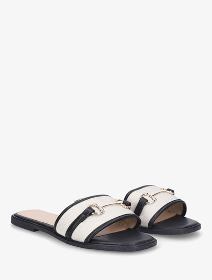 Mules plates bi-matière à boucle - Noir - 4