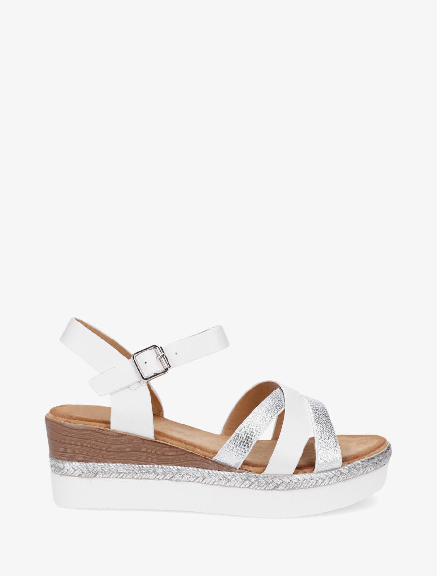 Sandales compensées croisées - Blanc - 5