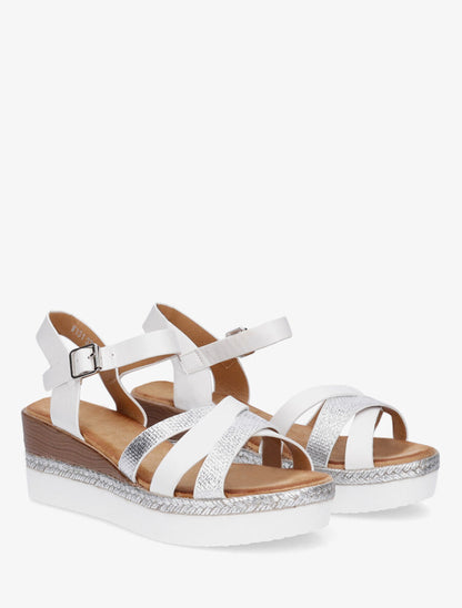 Sandales compensées croisées - Blanc - 4