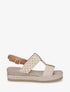 Sandales à brides en suédine et raphia - Beige - 1