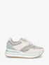 Sneakers compensées à empiècement en tissu - Vert - 1