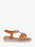 Nu-pieds tressés à bijou fleur - Camel - 1