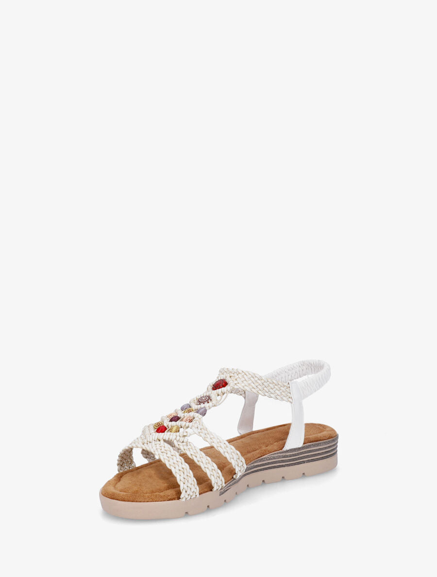 Nu-pieds tressés à perles - Blanc - 3