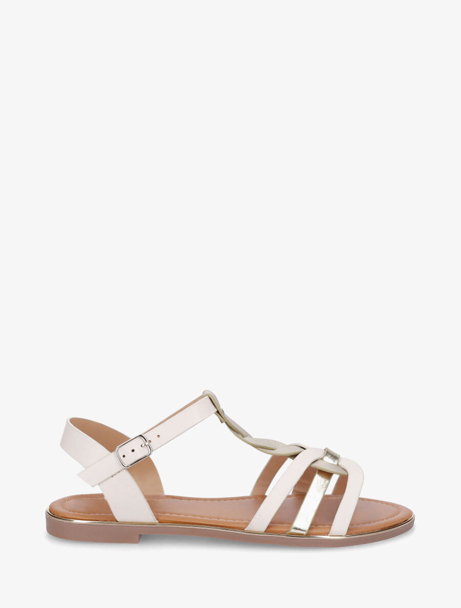 Nu-pieds irisés bride en T torsadée - Beige - 5