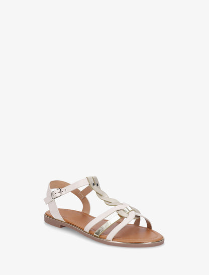 Nu-pieds irisés bride en T torsadée - Beige - 2