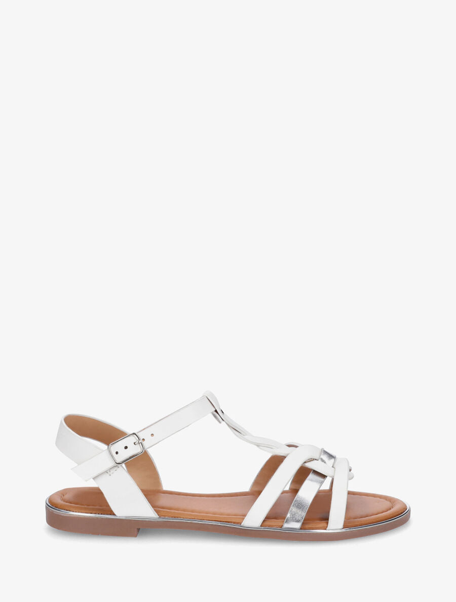Nu-pieds irisés bride en T torsadée - Blanc - 1
