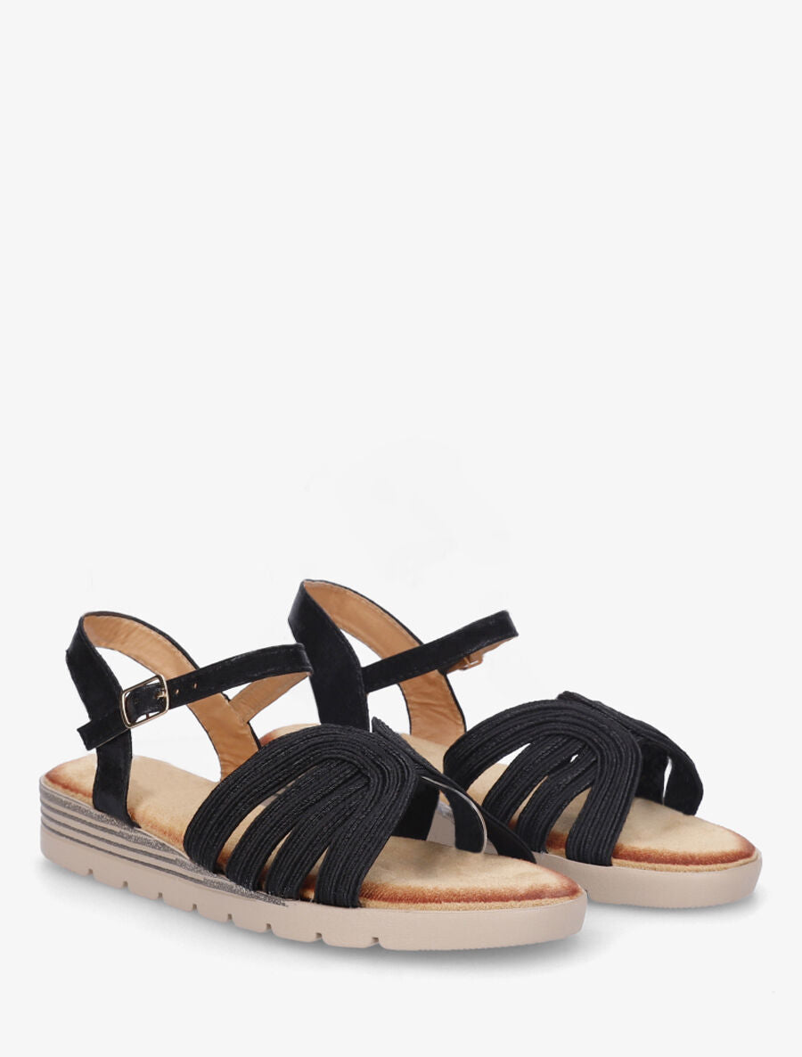 Nu-pieds irisés bride fantaisie - Noir - 4